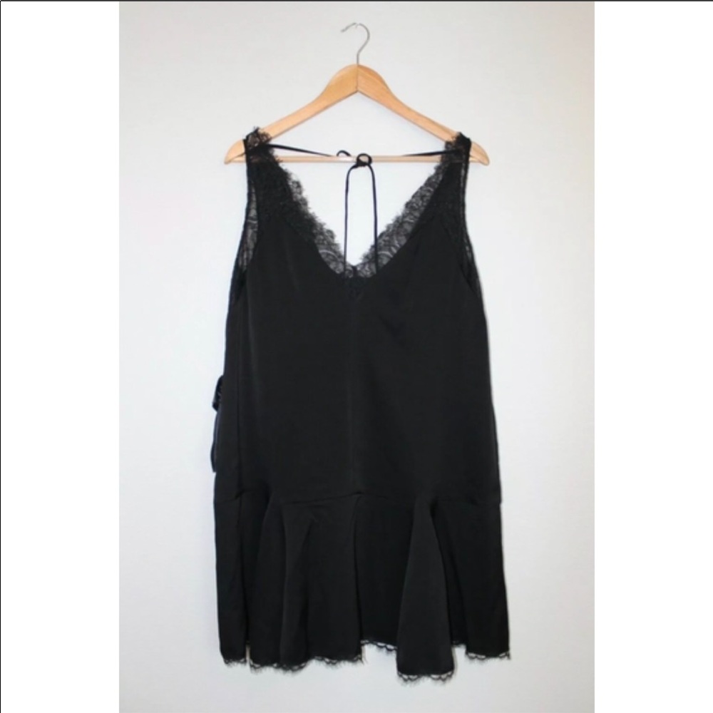 BCBGMaxAzria Mamie Lace Trim Mini Dress Black